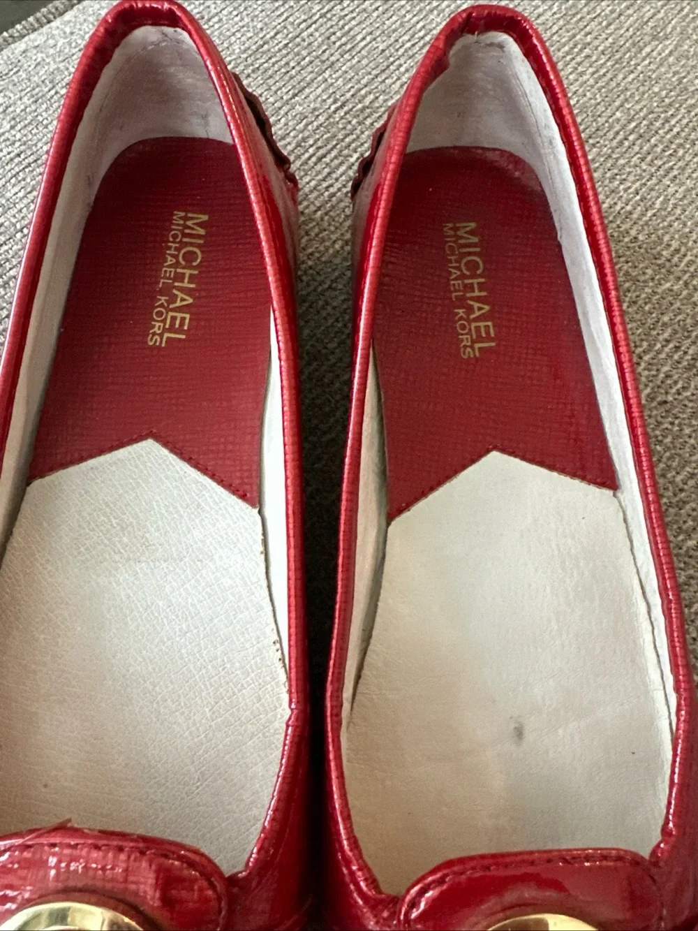 Michael Kors Red Patent MK Logo Slip-On Flats